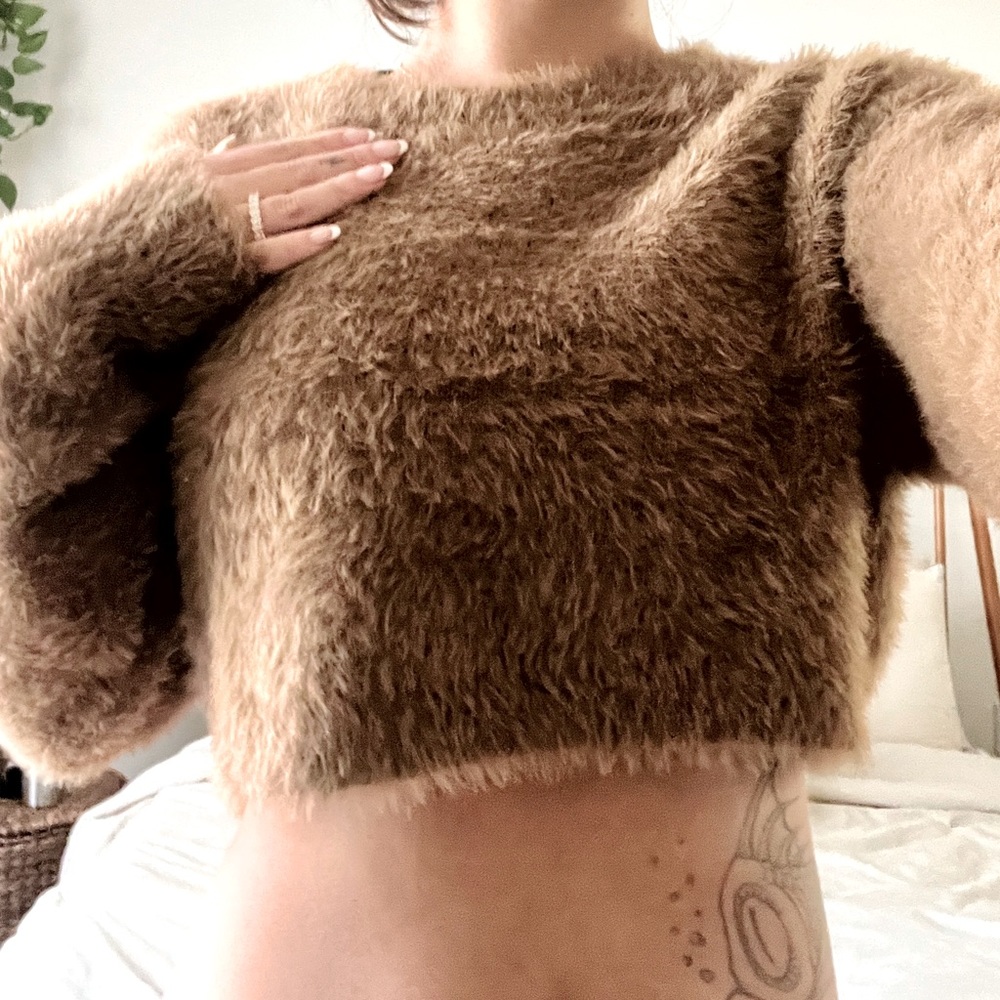 Cropped Fuzzy Sweater